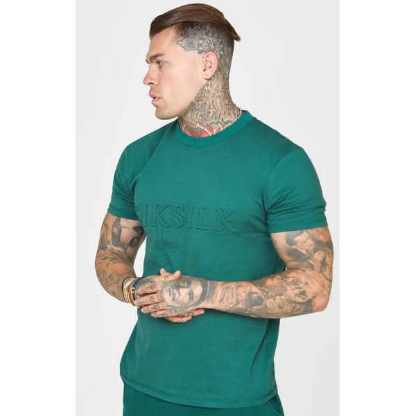 SikSilk Green Embossed T-Shirt